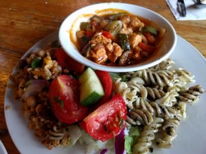 Quorn stew & salad (not vegan) at The Egg Cafe in Liverpool