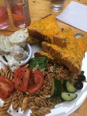 VEGAN CHEESE on toast with vegan potato salad  at The Egg Cafe in Liverpool