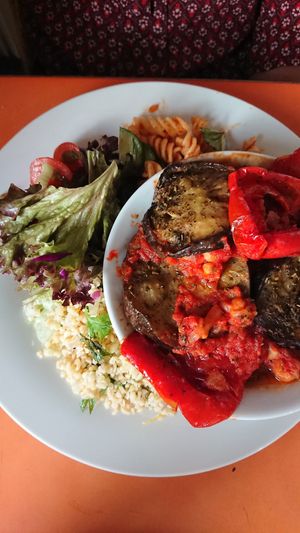 Aubergine casserole at The Egg Cafe in Liverpool