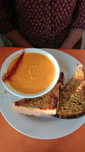 Lentil & apricot soup at The Egg Cafe in Liverpool