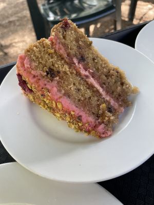 Raspberry and pistachio cake   at Tide Tables in Richmond Upon Thames