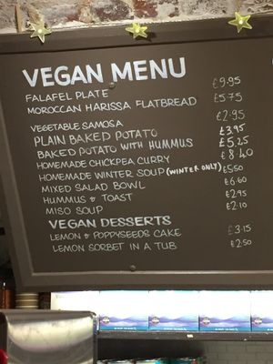 The vegan menu at Tide Tables in Richmond Upon Thames