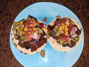 Mexican menu home delivery. loaded tacos at Blue Moon Cafe in Sheffield