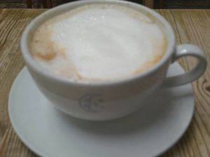 vegan cappuccino at Blue Moon Cafe in Sheffield