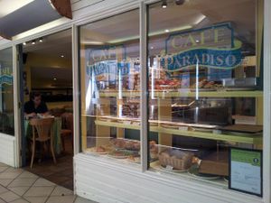  Tempting bakery productsin the window of Cafe Paradiso in the Priory Lane ArcadeI at Cafe Paradiso in Chichester