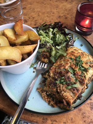 Spinach and mushroom lasagna   at Herbies in Exeter