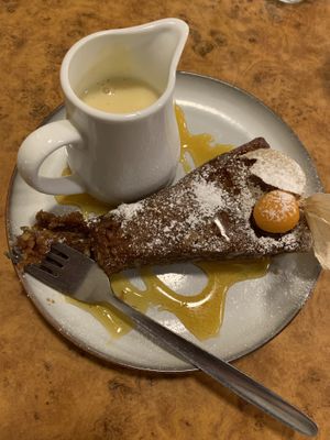 Pecan pie with custard   at Herbies in Exeter