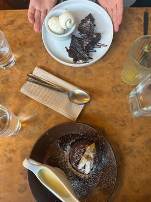 Chocolate brownies/ toffee pudding at Herbies in Exeter