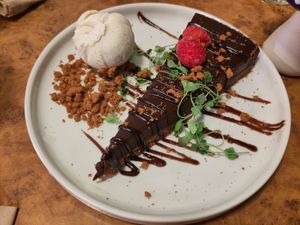 Chocolate and amaretto torte at Herbies in Exeter