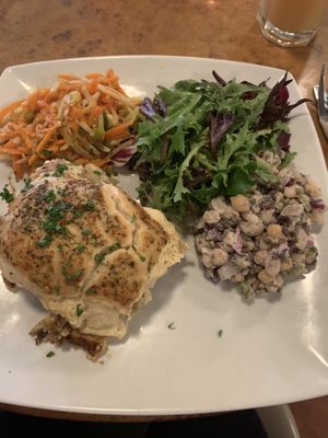 Leek, mushroom pie and salads  at Herbies in Exeter