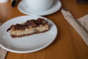 This cake looked pretty good, I thought but it tasted like sugar and margarine and so, so much sugar. I eat very sweet, but once every 5 years I stumble on something beyond me. at Archie Browns Health Food in Penzance