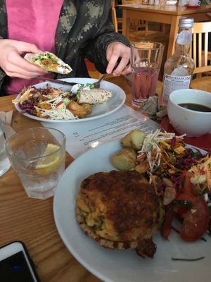 Hommity pie and chickpea wrap at Archie Browns Health Food in Penzance