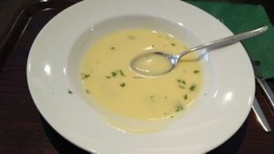 Amazing vegan soup at Zucchini Vegetarian Cafe in Helsinki