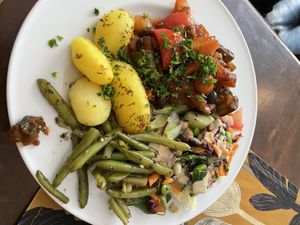 Fresh lunch plate   at Zucchini Vegetarian Cafe in Helsinki