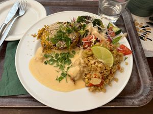 Grated vegetables patty  at Zucchini Vegetarian Cafe in Helsinki