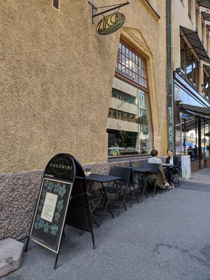 view from the outside at Zucchini Vegetarian Cafe in Helsinki