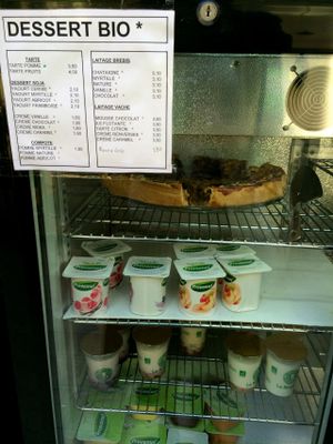 The dessert case in the restaurant (more desserts in a case on the ground floor) at Country Life in Marseille