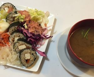 The Miso soup and Harumaki. Average. at Grand Appetit in Paris