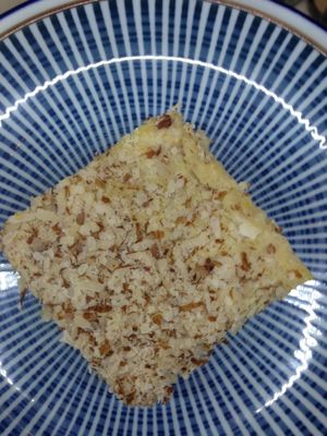 Great dessert, millet and almond, homemade.
Organic, no sugar added, sweetness from the cereal.
 at Grand Appetit in Paris