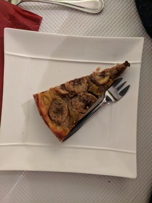 Banana & chocolate cake dessert at Manger Autrement in Toulouse