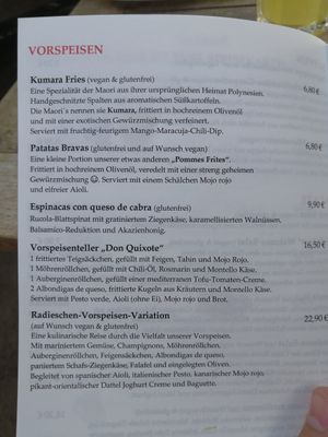 Menu Vorspeisen at Radieschen in Darmstadt