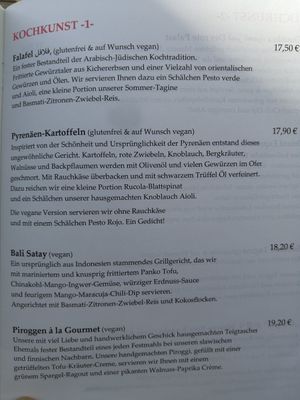 Menu at Radieschen in Darmstadt