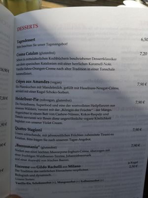 Menu desserts at Radieschen in Darmstadt