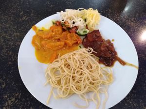 Vegan 'Leberkäse' and side dishes at Hiller in Hannover