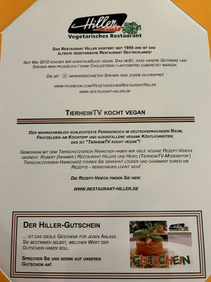 Menükarte   at Hiller in Hannover