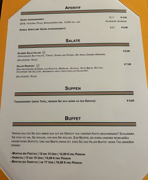 Menükarte   at Hiller in Hannover