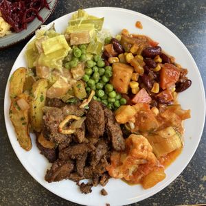 Main dishes from the buffet  at Hiller in Hannover