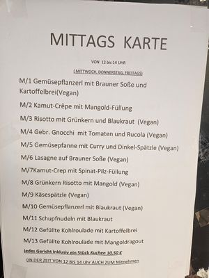 Mittagskarte #Veganuary at Ignaz in Munich
