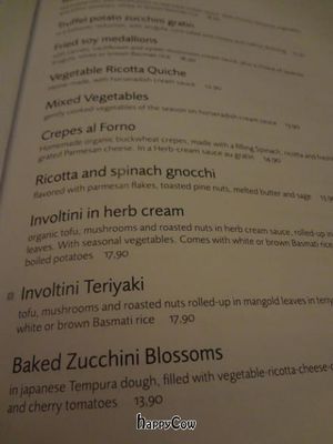 One page of the menu. You can see items and prices. at Prinz Myshkin City in Munich