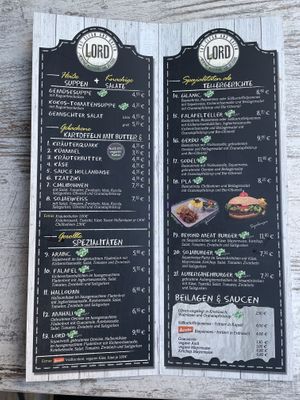 Speisekarte  at Lord in Dortmund