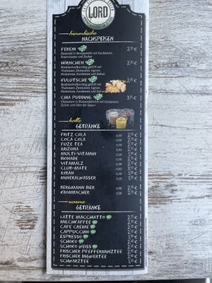 Speisekarte  at Lord in Dortmund