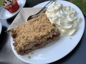 Cherry crumble at CafeBistro Mundial in Hagen