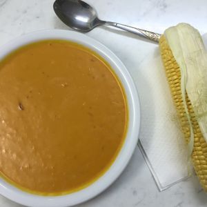 Raw carrot soup!  at Health Ecology - Papanikolas Hygiene Theroes in Athens