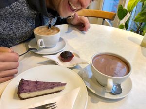 Vegan cake, coffee & hot choc at Kaffihusid Gardurinn - Ecstasy's Heart-Garden in Reykjavik