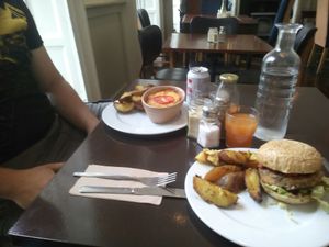 Special burger and veggie lasagne at Quay Co-op Cafe - Sullivan's Quay in Cork