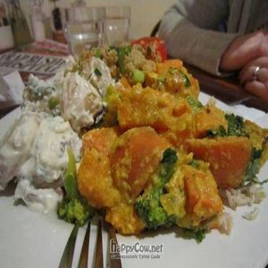 Meals by the plate: sweet potato dish with two sides at Cornucopia in Dublin