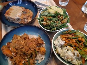 Mains with salads at Cornucopia in Dublin