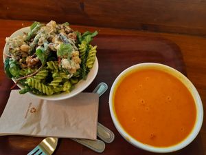 Salad and soup at Cornucopia in Dublin