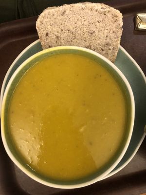 leek soup with gf bread  at Cornucopia in Dublin