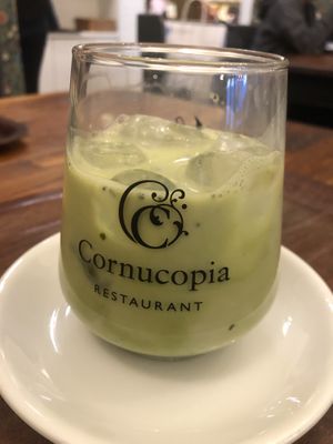 iced matcha with oat milk  at Cornucopia in Dublin