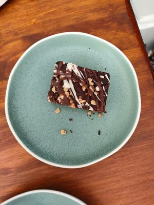 Vegan walnut brownie at Cornucopia in Dublin