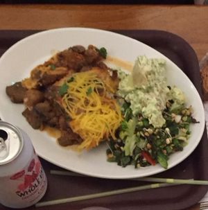 moussaka and salad at Cornucopia in Dublin