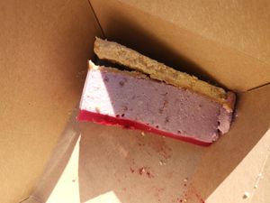 Strawberry cheesecake from the side at Cornucopia in Dublin