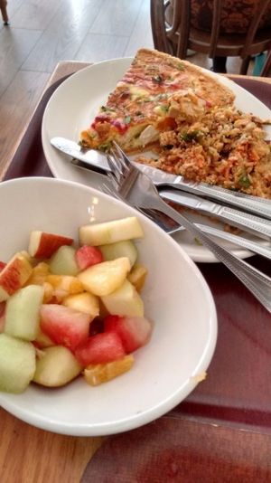 Quiche with two salads at Cornucopia in Dublin