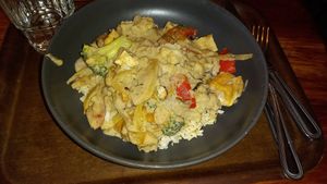 casserole (rice + veggies + tofu) at Cornucopia in Dublin