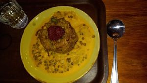 potatoe cake with lentil curry at Cornucopia in Dublin